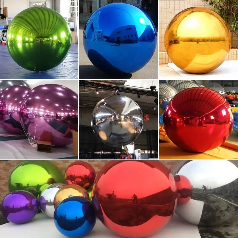 장 팽창식 거울 공, 녹색, 보라색, 파란색, 빨간색, 주황색, 은색, 황금색